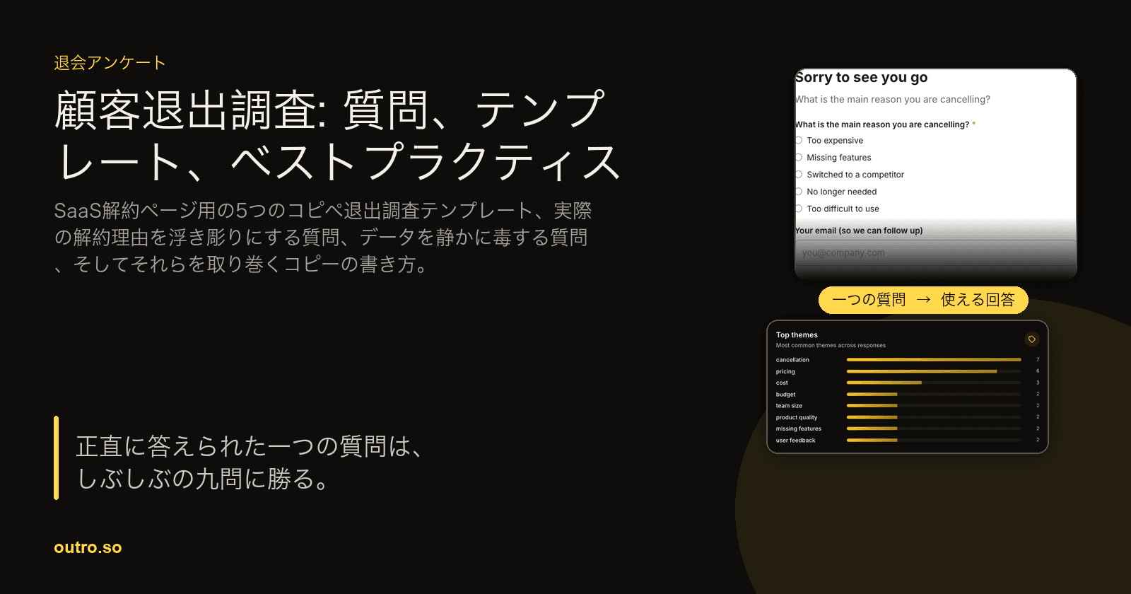 コピー&ペーストの退出調査テンプレートのスタックの横に1つのオープンな質問があるキャンセルページ